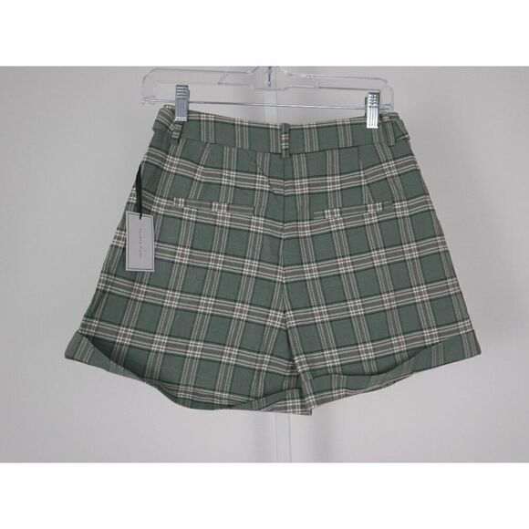 1.STATE Women's Summer Plaid Pleated Rolled-Cuff Shorts 2 - Picture 3 of 10